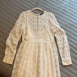 ZARA Cotton Lace Cream Dress Sz M